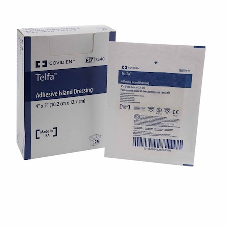 Telfa Adhesive Dressing 4 X 5 Inch Nonwoven Rectangle White Sterile, 25PK 7540-